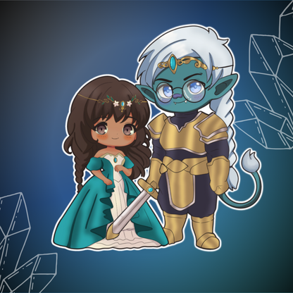 Chibi sticker of Estela and Teo