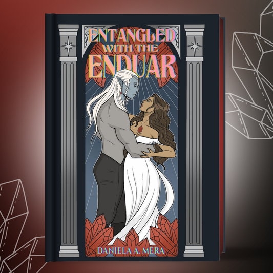 Artist illustrated cover of Teo and Estela for the "Entangled with the Enduar Trilogy Omnibus" 