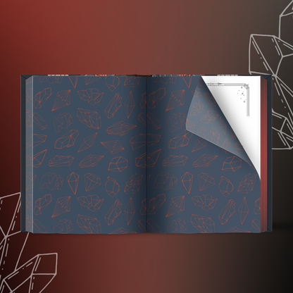 Endpages of the "Entangled with the Enduar Trilogy Omnibus", depicts black background with red outlined crystals.